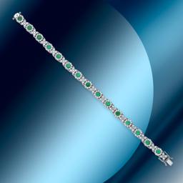 14K Gold 3.31cts Emerald & 4.20cts Diamond Bracelet