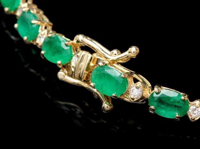 14k Gold 11ct Emerald .60ct Diamond Bracelet