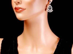 14k Gold 3ct Diamond 0.70ct Sapphire Earrings