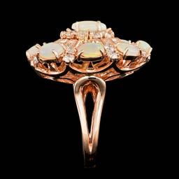 14k Rose Gold 3.00ct Opal 2.15ct Diamond Ring