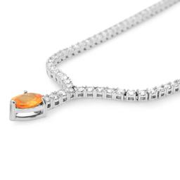 14K Gold 1.33ct Orange Sapphire 4.05cts Diamond Necklace