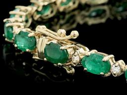 14k Gold 10ct Emerald 0.50ct Diamond Bracelet