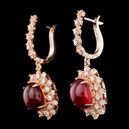 14k Rose 14.00ct Ruby 1.65ct Diamond Earrings