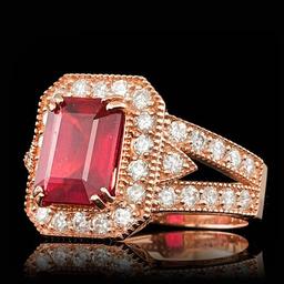 14k Rose Gold 4.00ct Ruby 1.30ct Diamond Ring