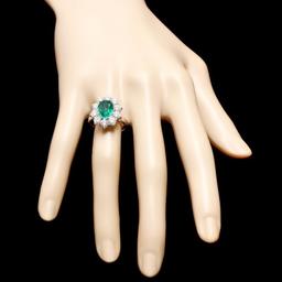 18k White Gold 2.25ct Emerald 1.25ct Diamond Ring
