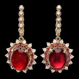 14k Rose Gold 23.8ct Ruby 1.50ct Diamond Earrings
