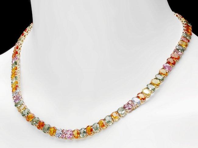 14k Yellow Gold 63ct Sapphire Necklace