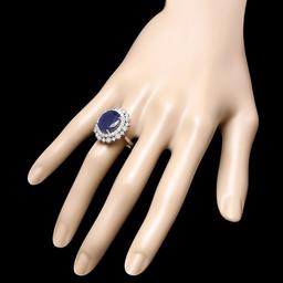 14k Gold 7.00ct Sapphire 1.60ct Diamond Ring