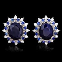 14k Gold 8ct Sapphire 0.70ct Diamond Earrings