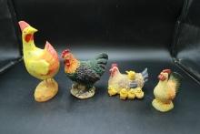 4 Chicken Figurines