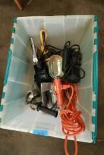 Box of Assorted Power Tools & Misc