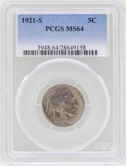 1921-S Buffalo Nickel Coin PCGS MS64