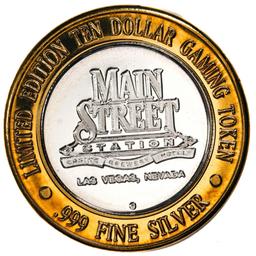 .999 Silver Main Street Station Las Vegas, NV $10 Limited Edition Casino Gaming Token