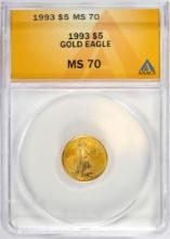 1993 $5 American Gold Eagle Coin ANACS MS70