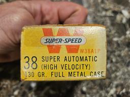 Winchester Super-Speed 38 Super Automatic (High Velocity) 130 Grain Full Metal Case Cartridges