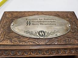 Wooden Box "Reichsführerschule Burg Wewelsburg" Nazi SS Inscribed w/ Key