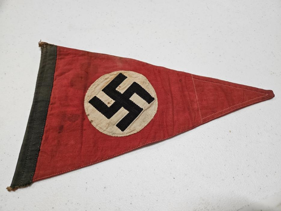 Original Nazi Party Swastika Emblem Cloth Pennant