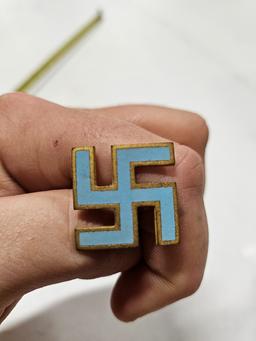 Authentic Nazi Germany Blue Swastika Pin