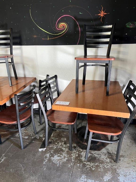 Pair Metal Base Dining Tables with Chairs