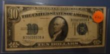1934-C $10.00 SILVER CERTIFICATE NOTE FINE