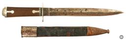 Antique Dagger - 10 Inch Blade - Leather/Metal Sheath