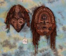 Two Handmade Antique West African Mask
