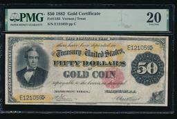 1882 $50 Gold Certificate PMG 20