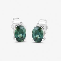14KT White Gold 1.16ctw Green Sapphire Earrings