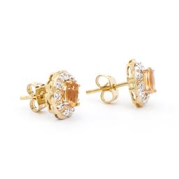 Plated 18KT Yellow Gold 0.96cts Citrine and Diamond Earrings