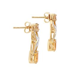 Plated 18KT Yellow Gold 2.66cts Citrine and Diamond Earrings
