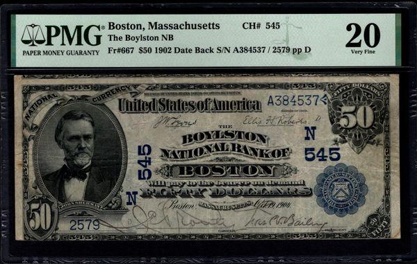 1902 $50 Boston MA National PMG 20
