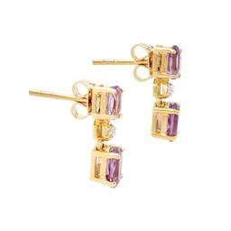 Plated 18KT Yellow Gold 2.22cts Amethyst and Diamond Earrings