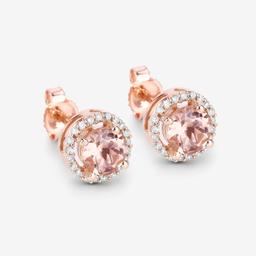 14KT Rose Gold 0.93ctw Morganite and White Diamond Earrings