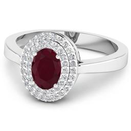 14KT White Gold 0.95ct Ruby and Diamond Ring