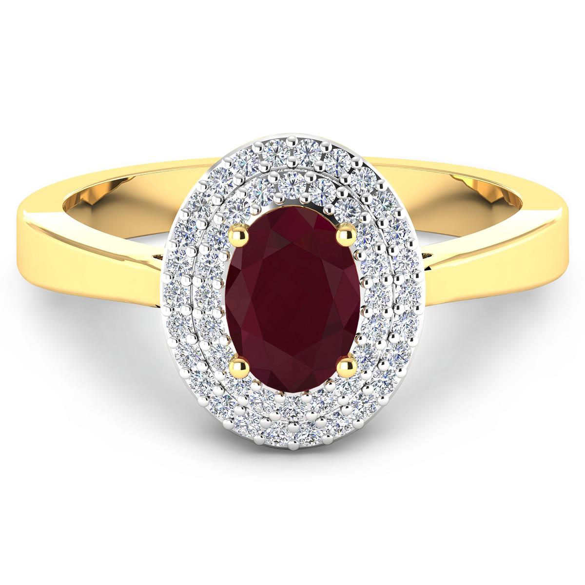 14KT Yellow Gold 0.95ct Ruby and Diamond Ring
