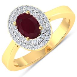 14KT Yellow Gold 0.95ct Ruby and Diamond Ring