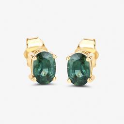 14KT Yellow Gold 1.16ctw Green Sapphire Earrings