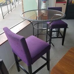 Glass Top Table & 2 Cushioned Chairs