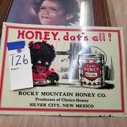 METAL "HONEY" SIGN and PICTURE