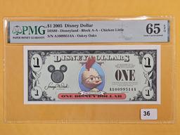* DISNEY DOLLAR! PMG 2005 One Disney Dollar in GEM UNC 65 EPQ