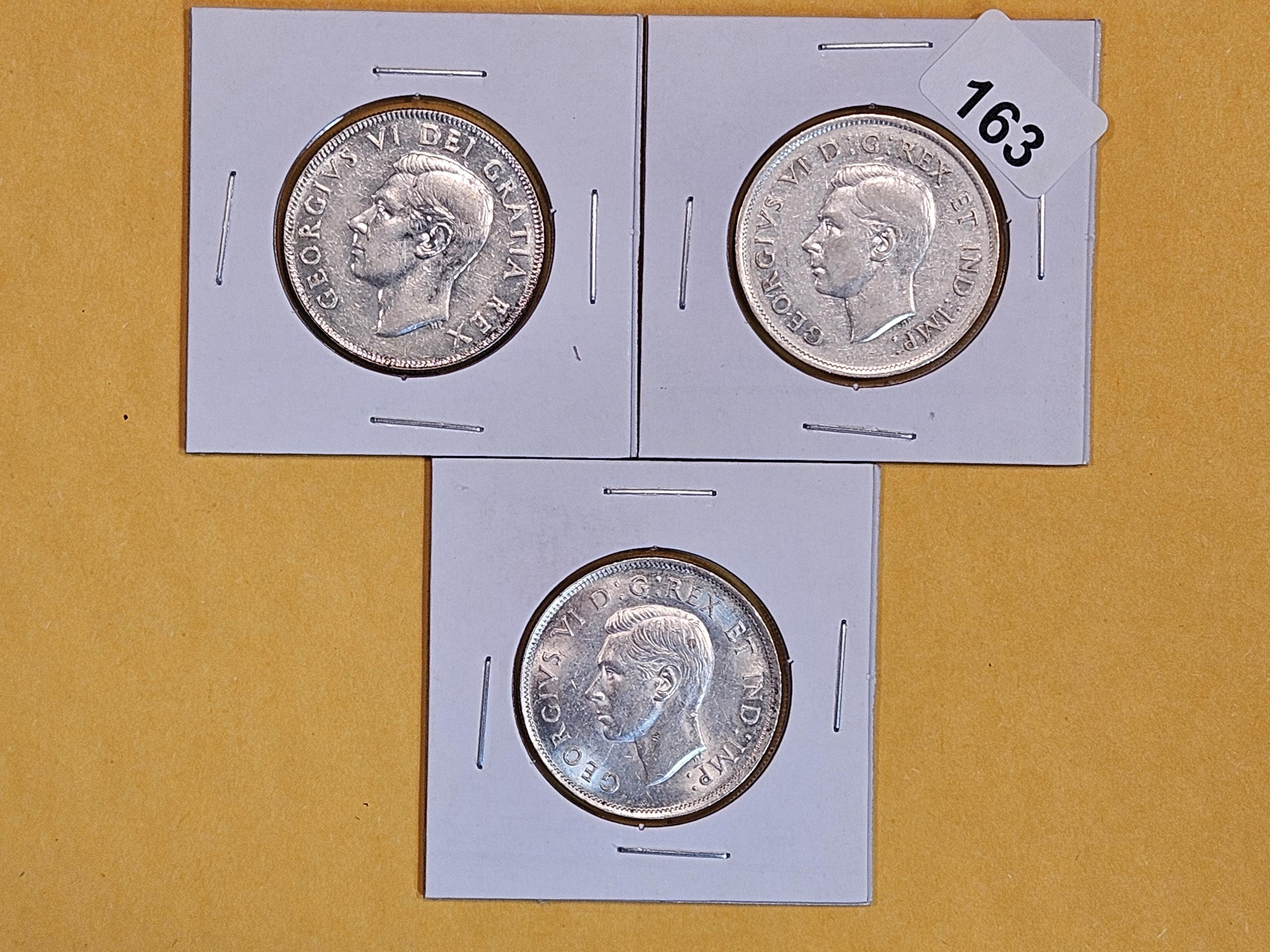 Three Brilliant AU-BU Canada silver 50 cent