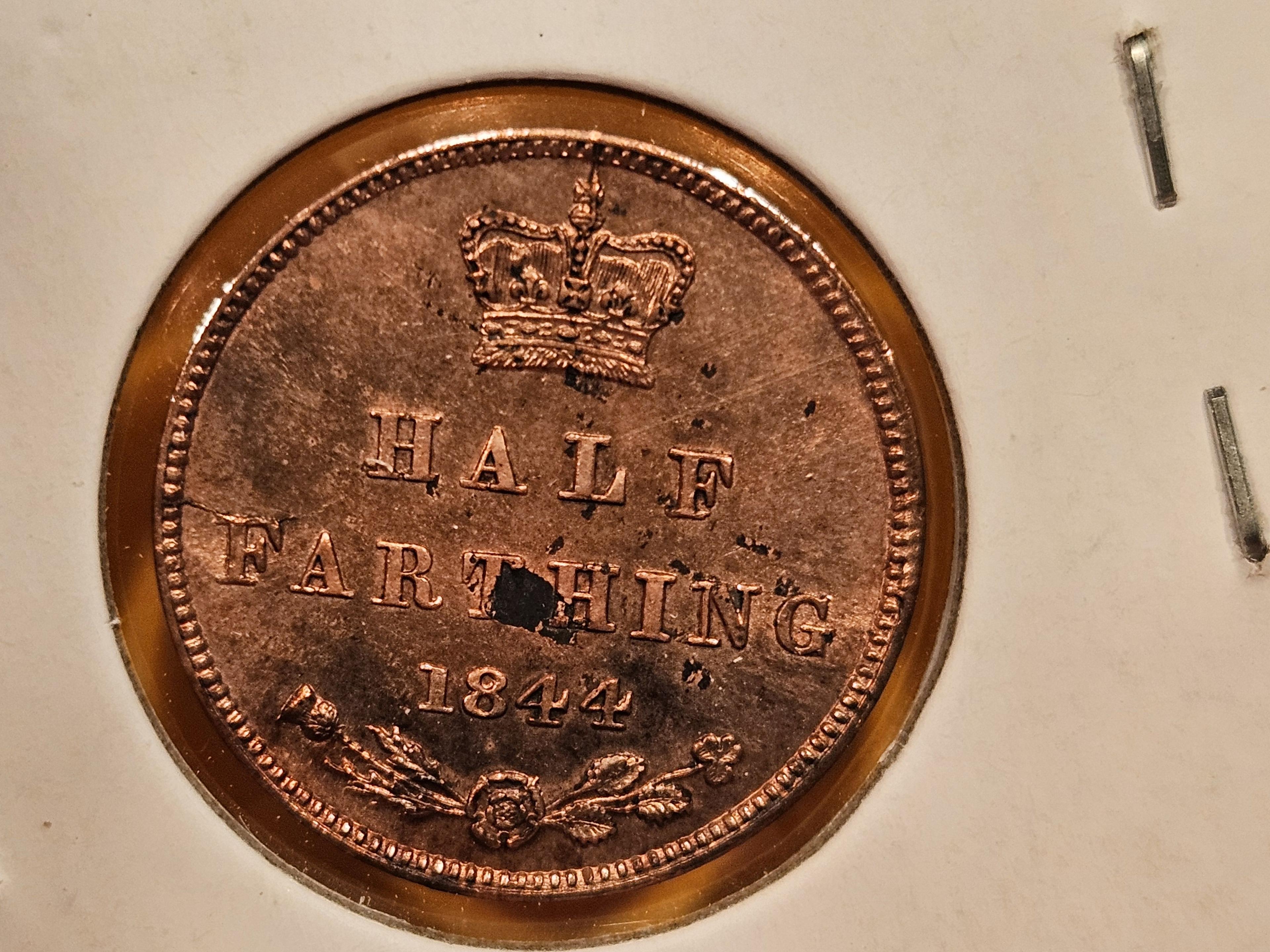 Very Choice Brilliant Uncirculated 1844 Great Britain 1/2 farthing