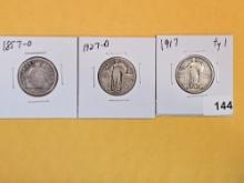 Three better mixed silver Quarters