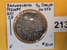 1691 German States Brandeburg 1/12 thaler