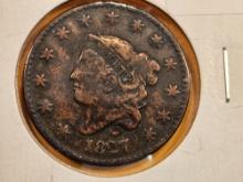 Better Date 1827 Coronet Head Large Cent