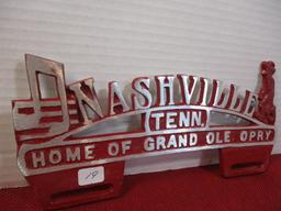 Nashville Tenn. Aluminum License Plate Topper