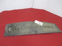 *SPECIAL ITEM-Eveleth Waterworks Embossed Cast Iron Nameplate