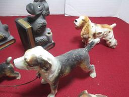 Poodle Book Ends w/ Porcelain Figural Dogs