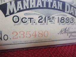 Oct. 21st 1893 World's Columbian Expedition Exclusive Manhattan Day Ticket