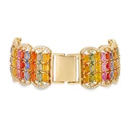 14K Yellow Gold 67.35ct Multi-Colored Sapphire and 4.89ct Diamond Bracelet
